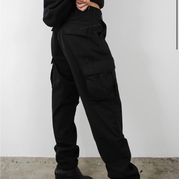 Local European Black Cargo Cotton Pants - Picture 1 of 9
